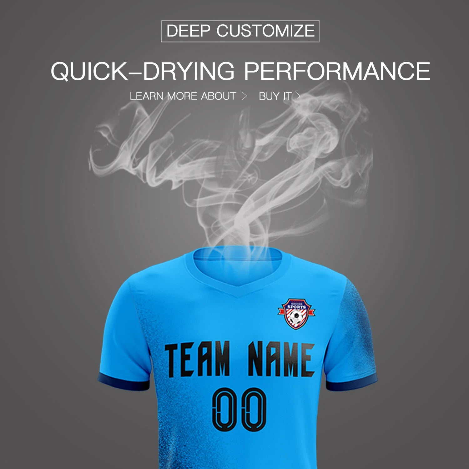 Custom Powder Blue Navy Outdoor Sport Soccer Sets Jersey