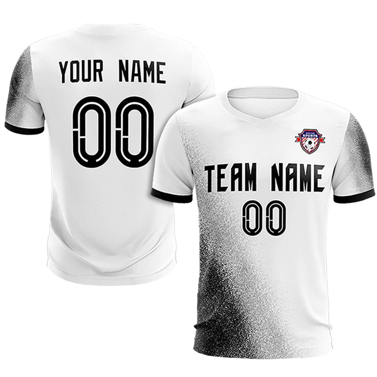 Custom White Black Outdoor Sport Soccer Sets Jersey