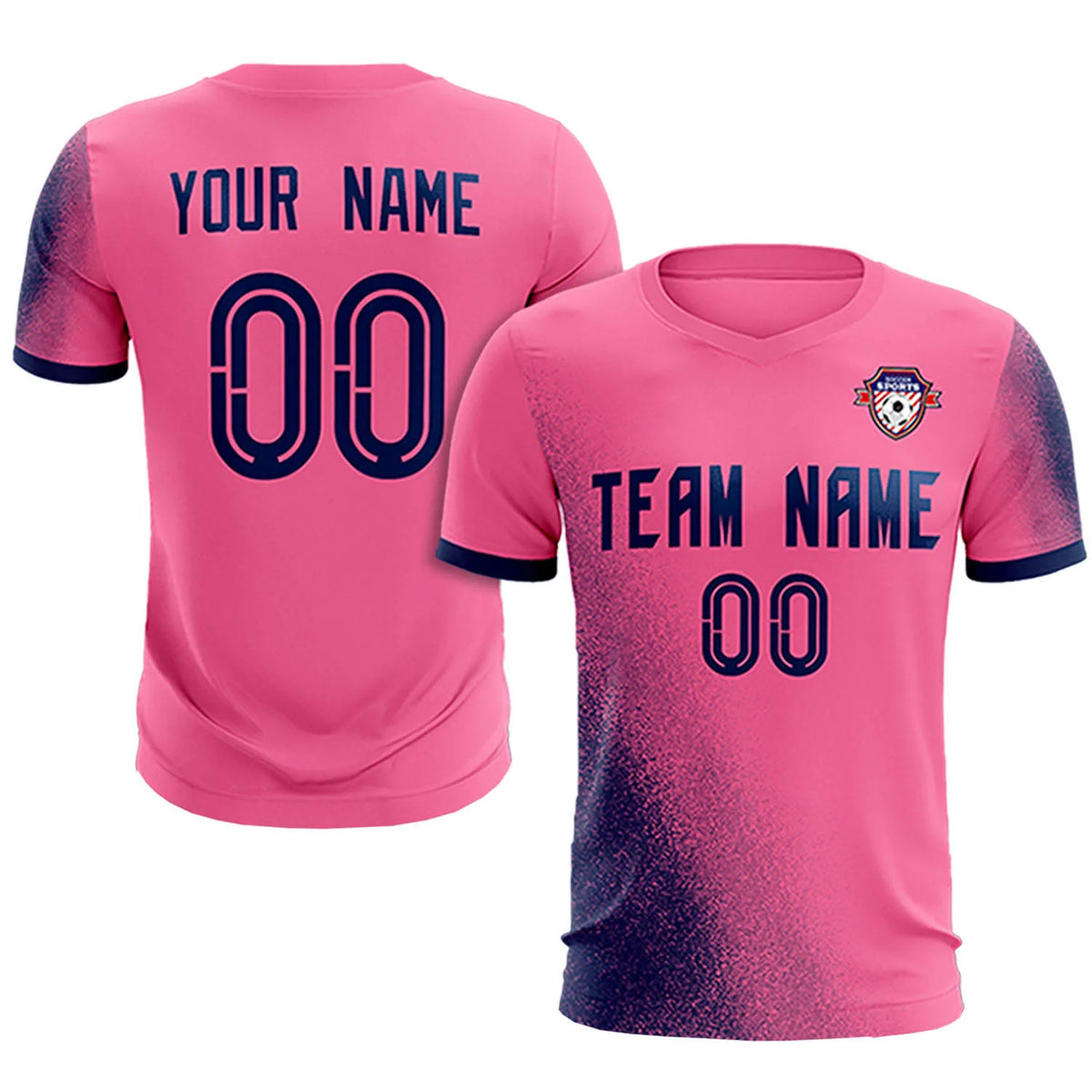 Custom Pink Navy Outdoor Sport Soccer Sets Jersey