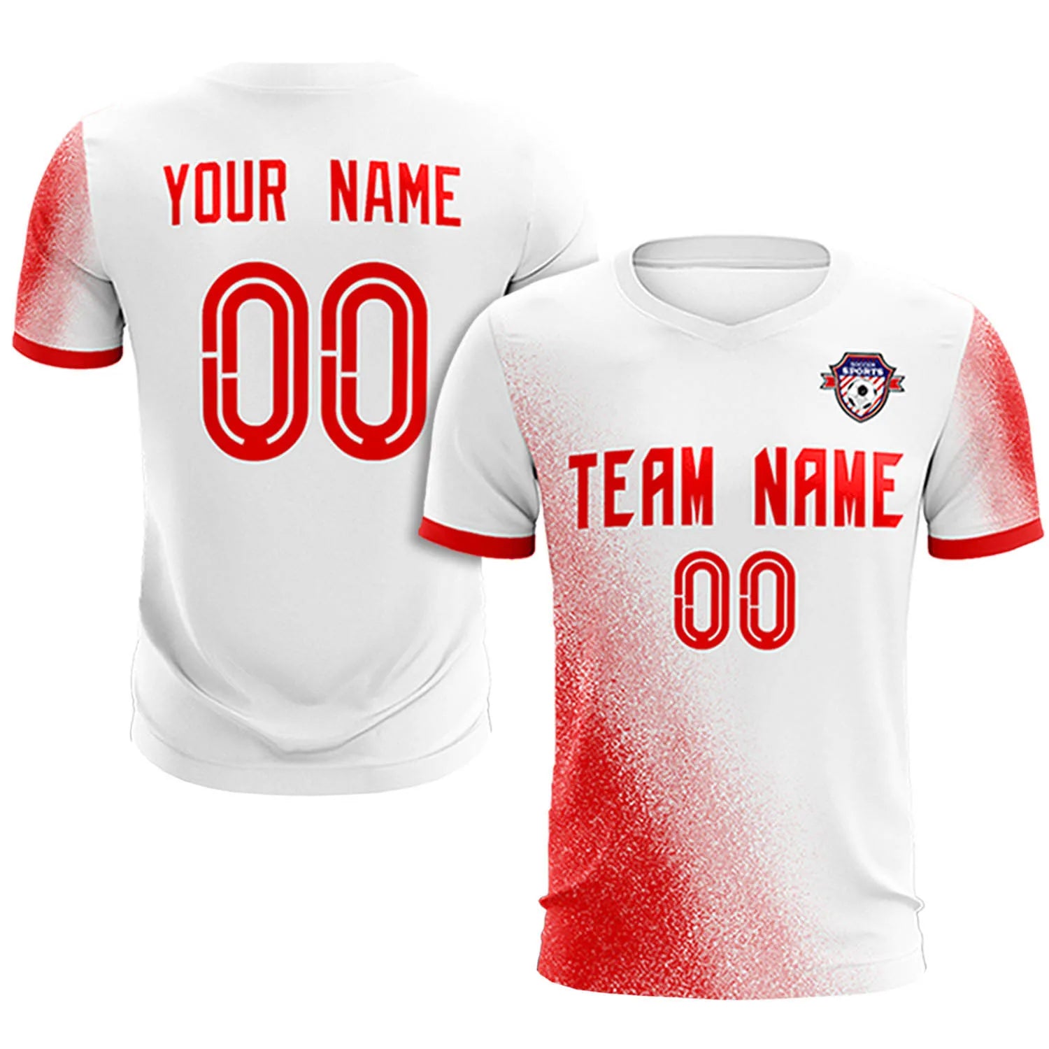 Custom White Red Outdoor Sport Soccer Sets Jersey