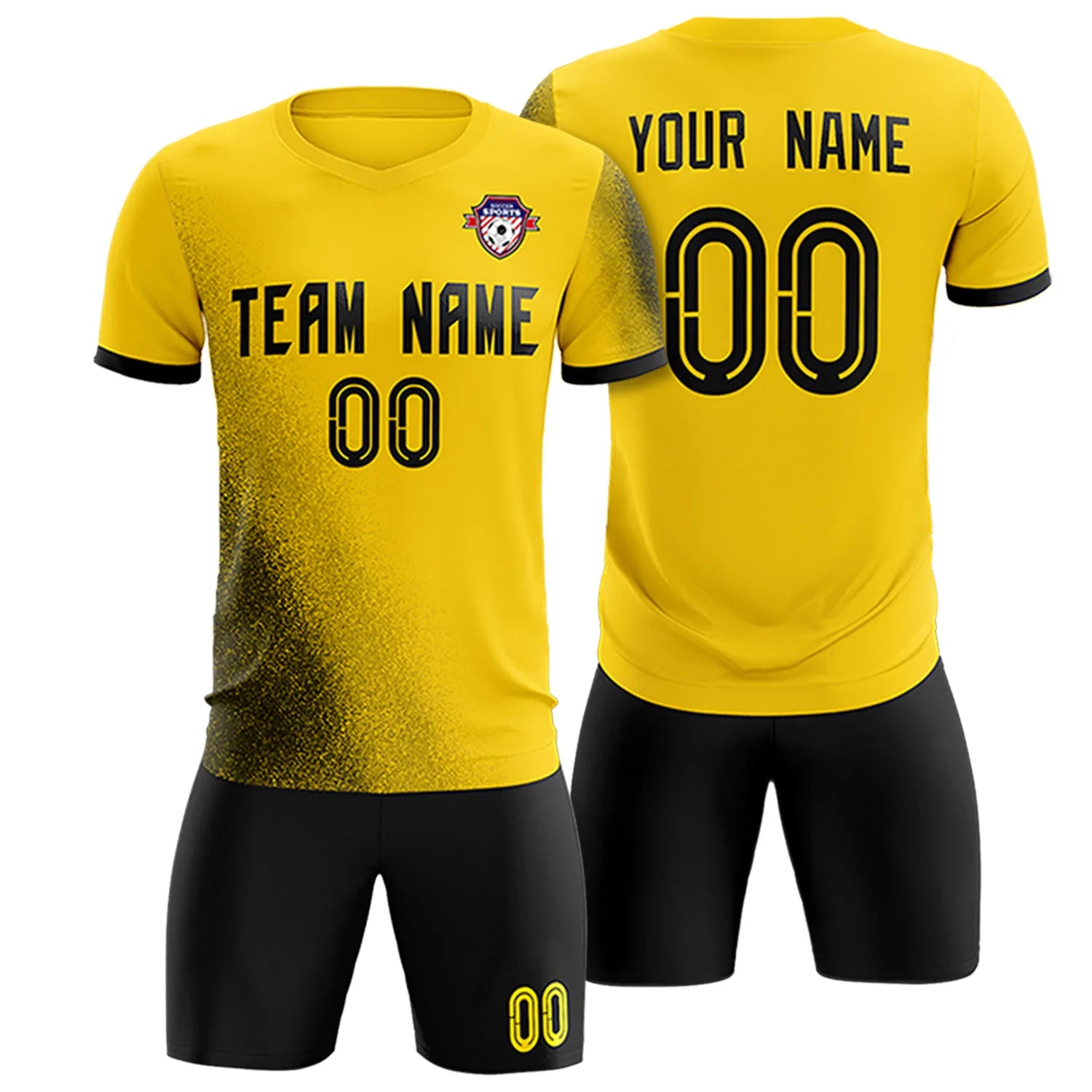 Custom Gold01 Black Outdoor Sport Soccer Sets Jersey