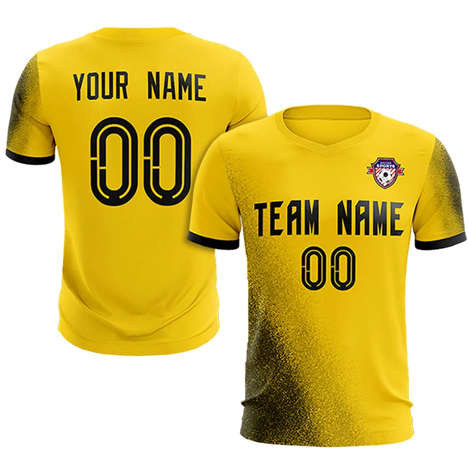 Custom Gold01 Black Outdoor Sport Soccer Sets Jersey