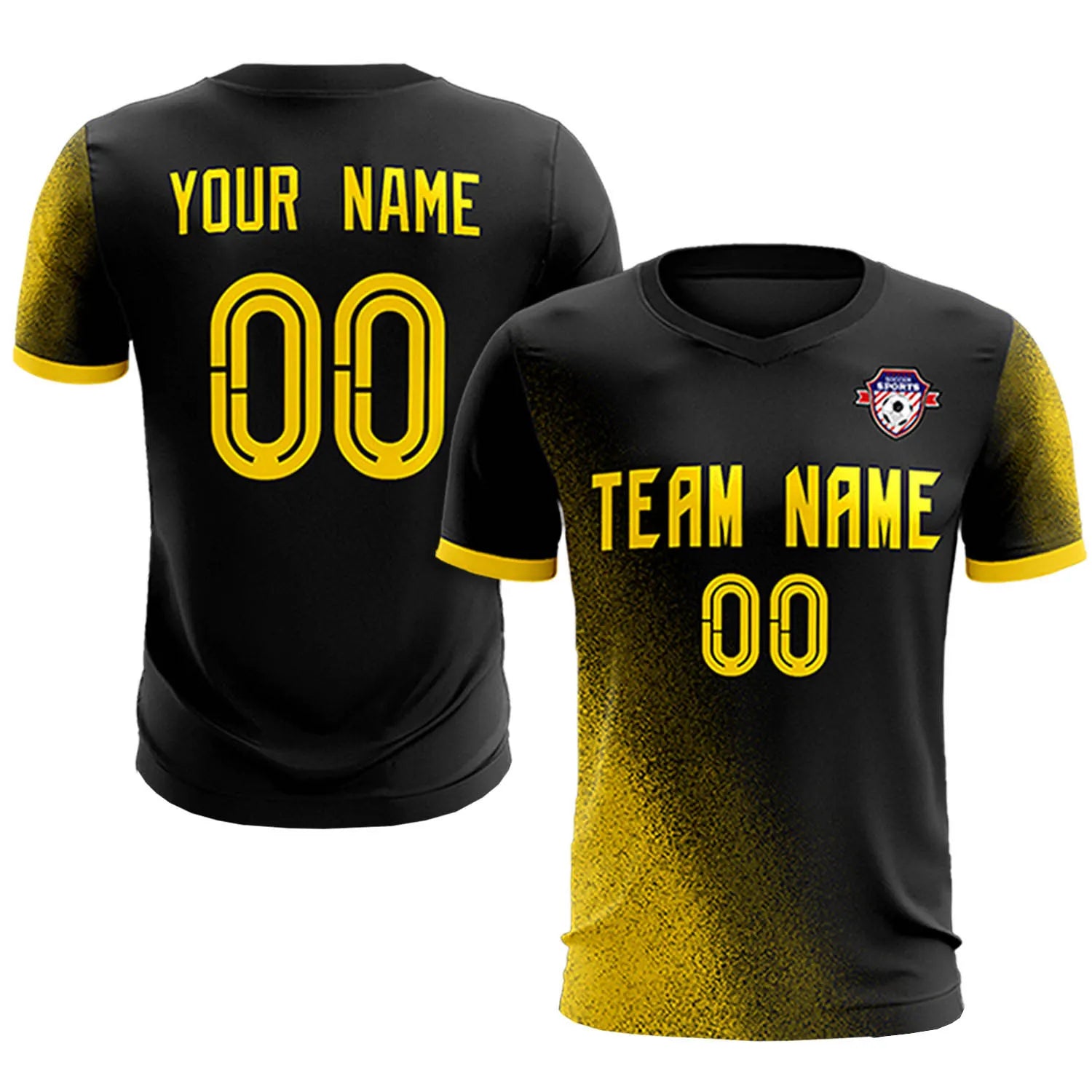 Custom Black Gold01 Outdoor Sport Soccer Sets Jersey