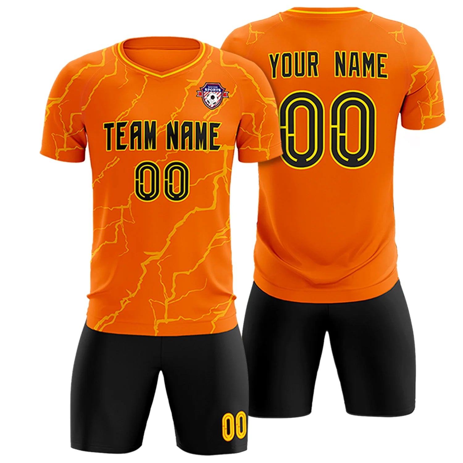 Custom Orange Gold Training Uniform Soccer Sets Jersey