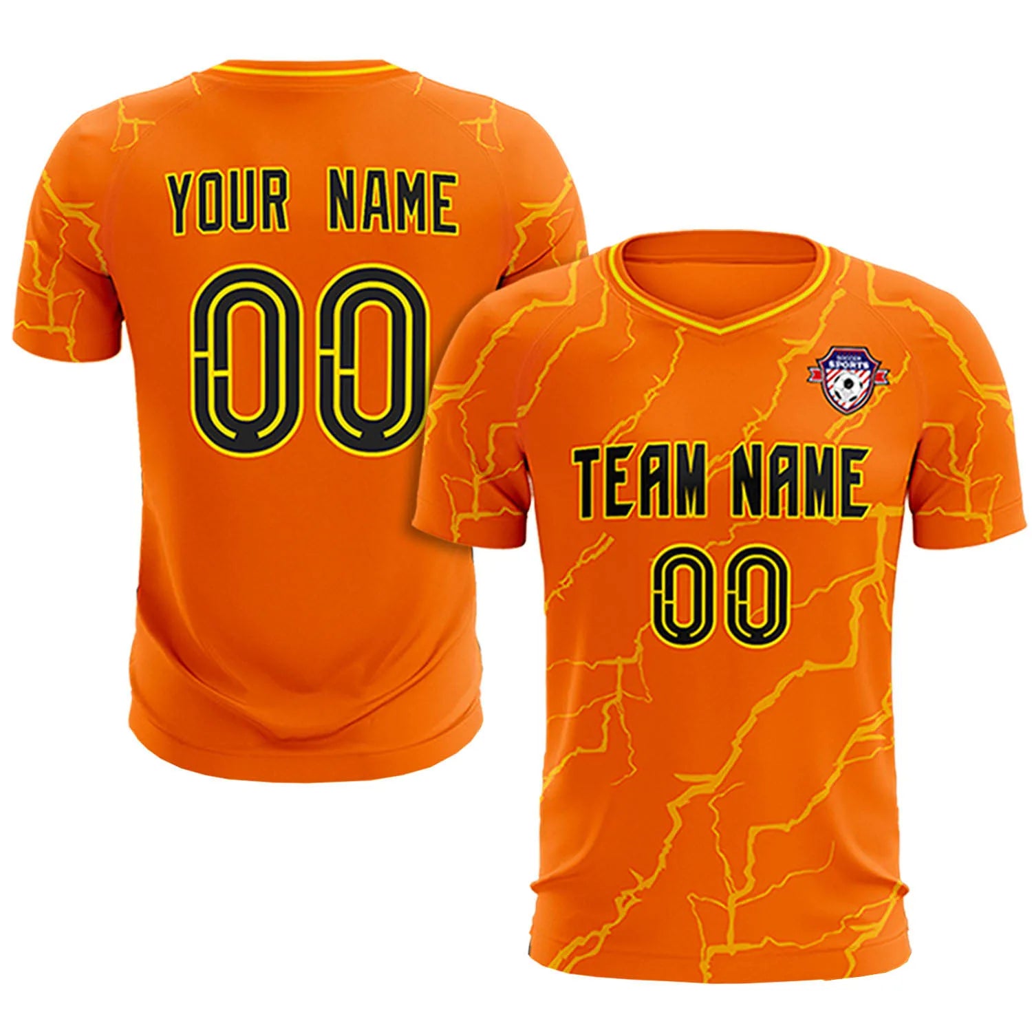Custom Orange Gold Training Uniform Soccer Sets Jersey