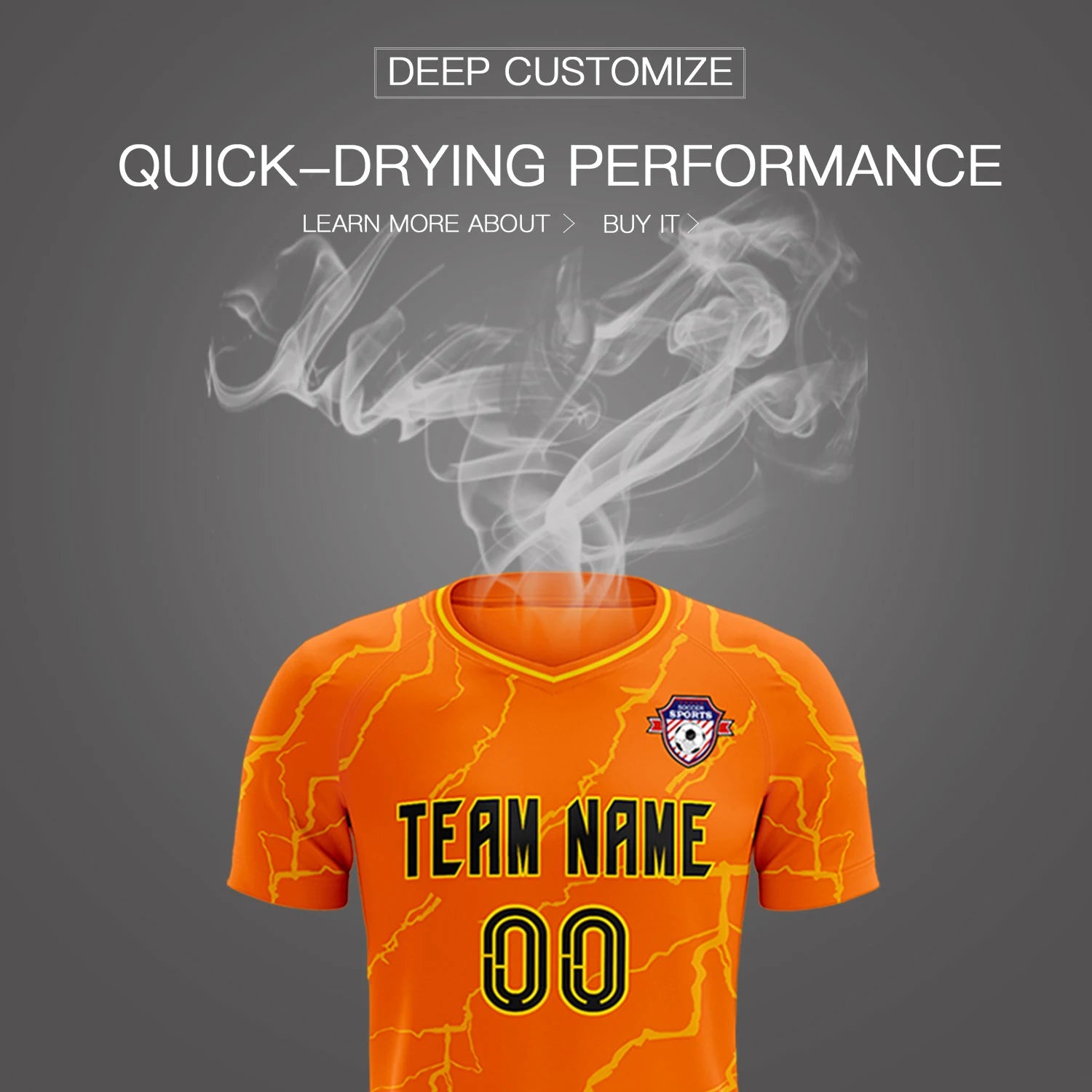 Custom Orange Gold Training Uniform Soccer Sets Jersey