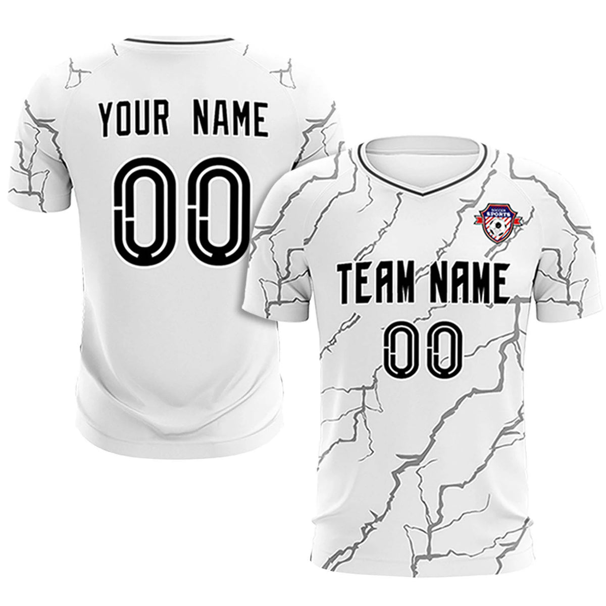 Custom White Black Training Uniform Soccer Sets Jersey