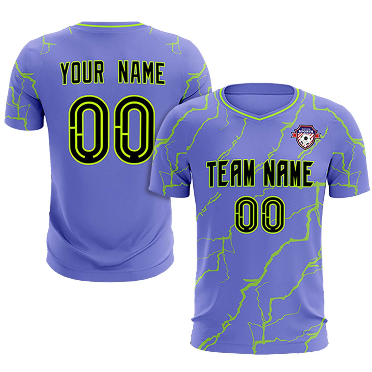Custom Light Purple Neon Green Training Uniform Soccer Sets Jersey