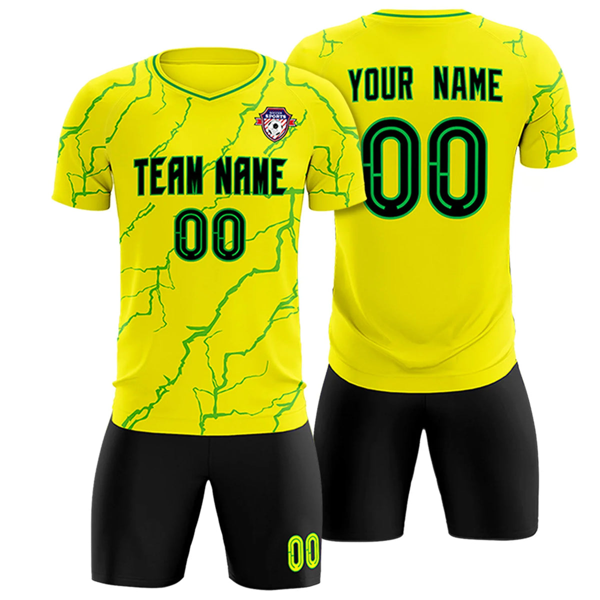 Custom Yellow Kelly Green Training Uniform Soccer Sets Jersey