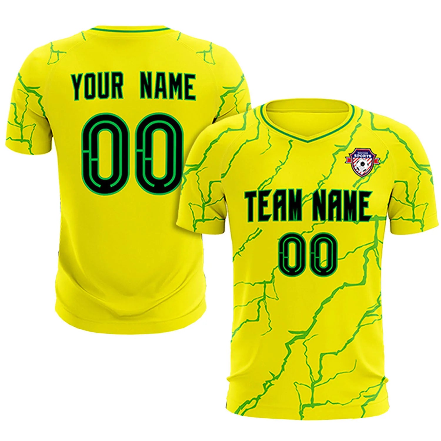 Custom Yellow Kelly Green Training Uniform Soccer Sets Jersey