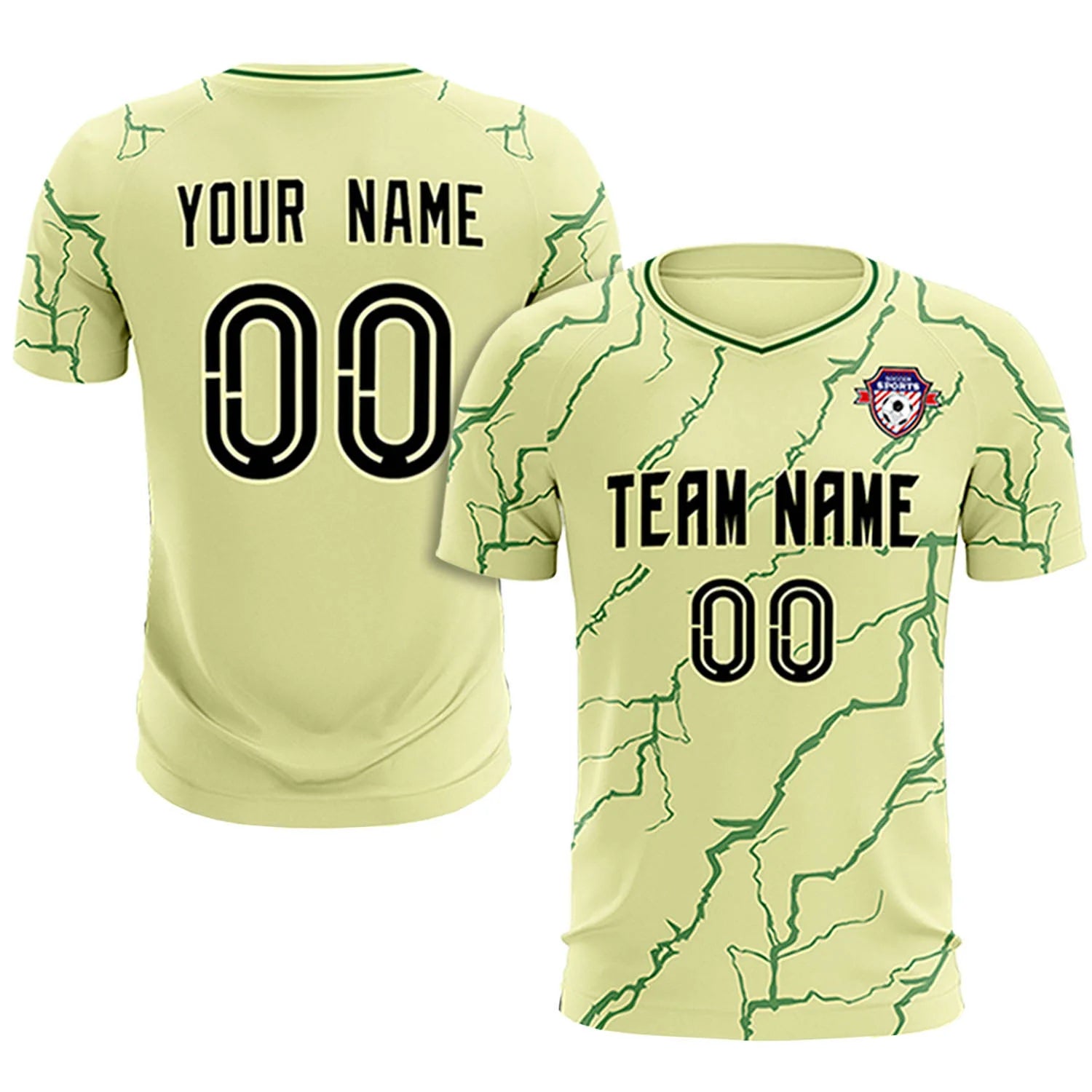 Custom Cream Green Training Uniform Soccer Sets Jersey