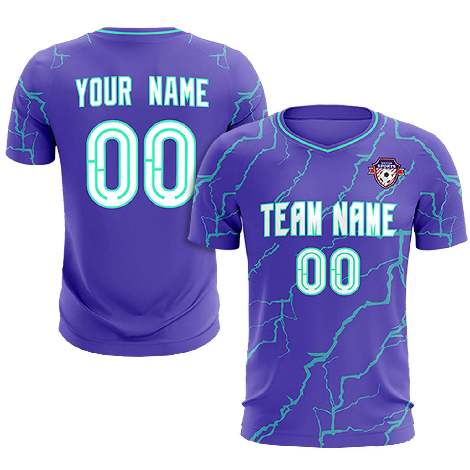 Custom Purple Bright Green Training Uniform Soccer Sets Jersey
