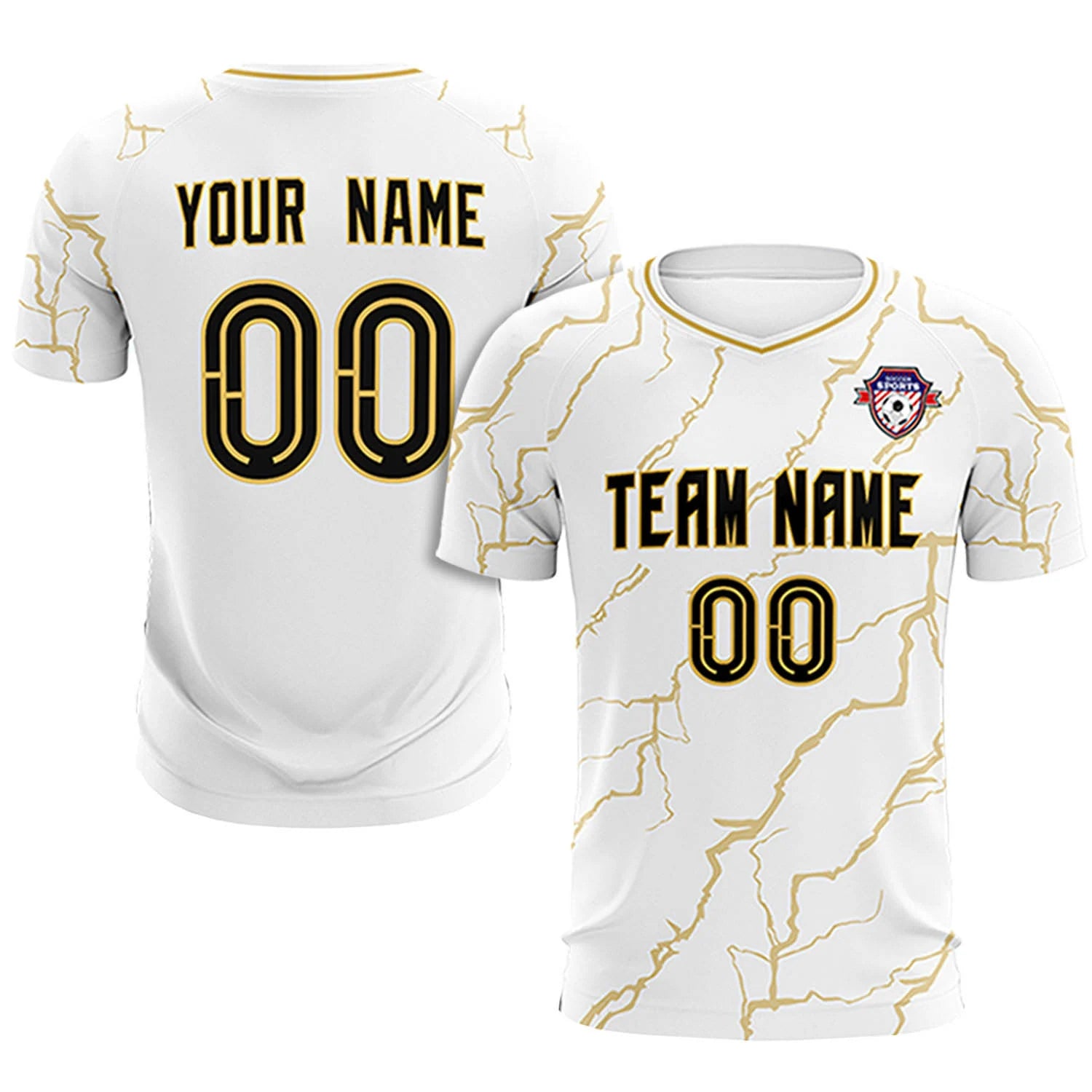 Custom White Old Gold Training Uniform Soccer Sets Jersey