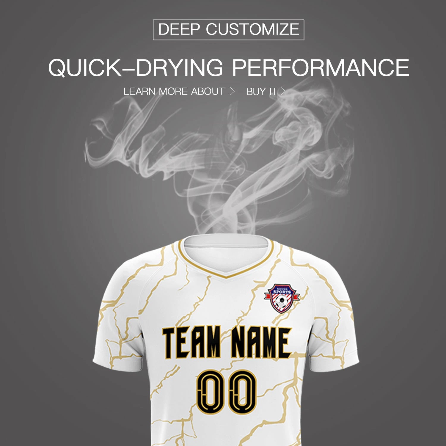Custom White Old Gold Training Uniform Soccer Sets Jersey