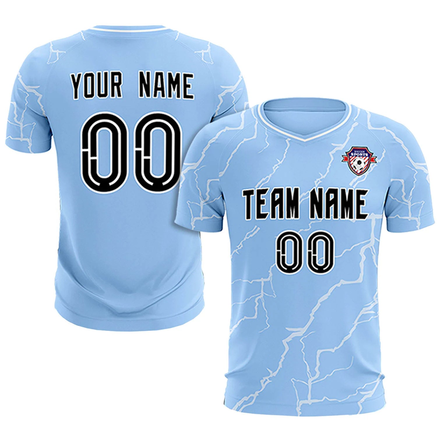 Custom Light Blue White Training Uniform Soccer Sets Jersey