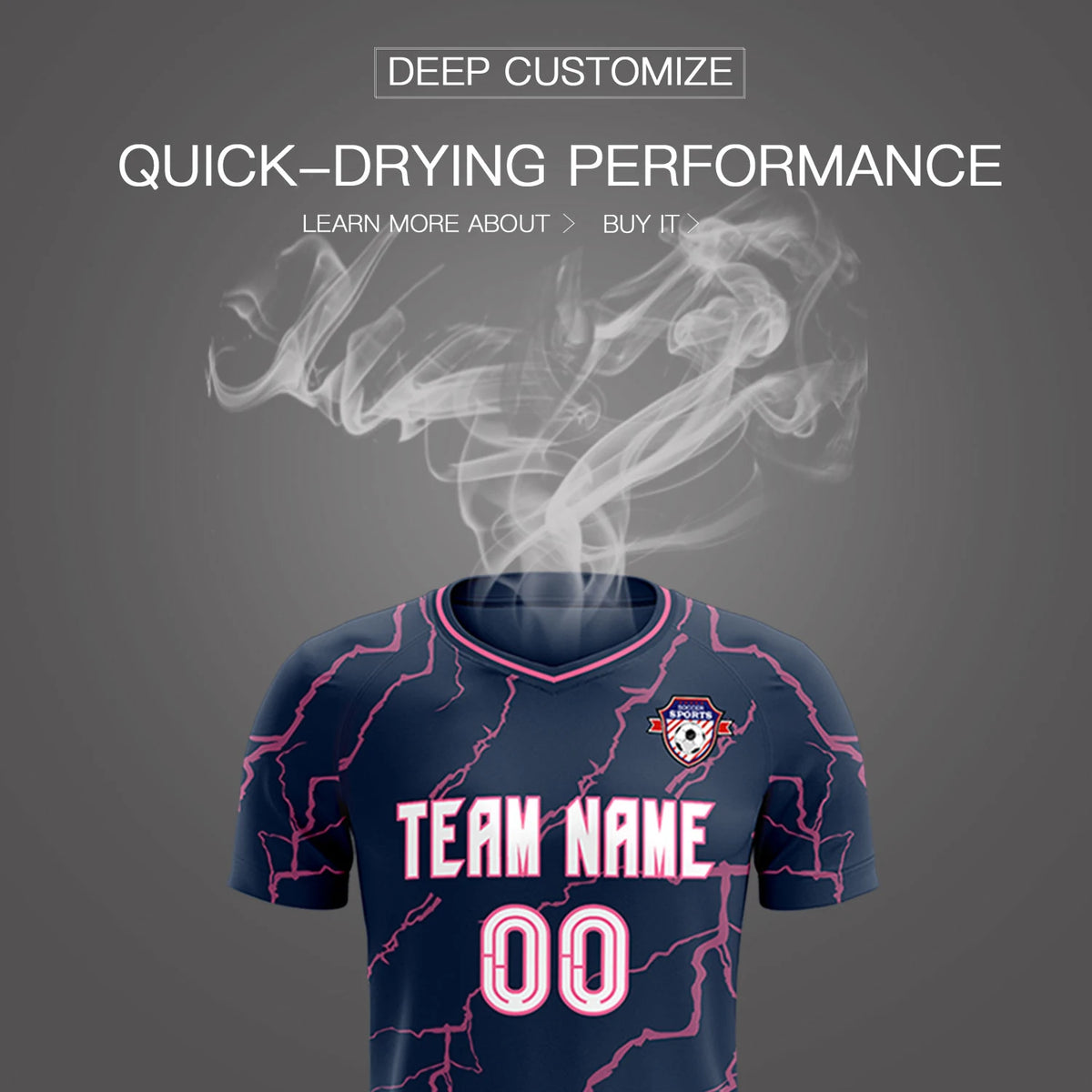 Custom Navy Pink Training Uniform Soccer Sets Jersey