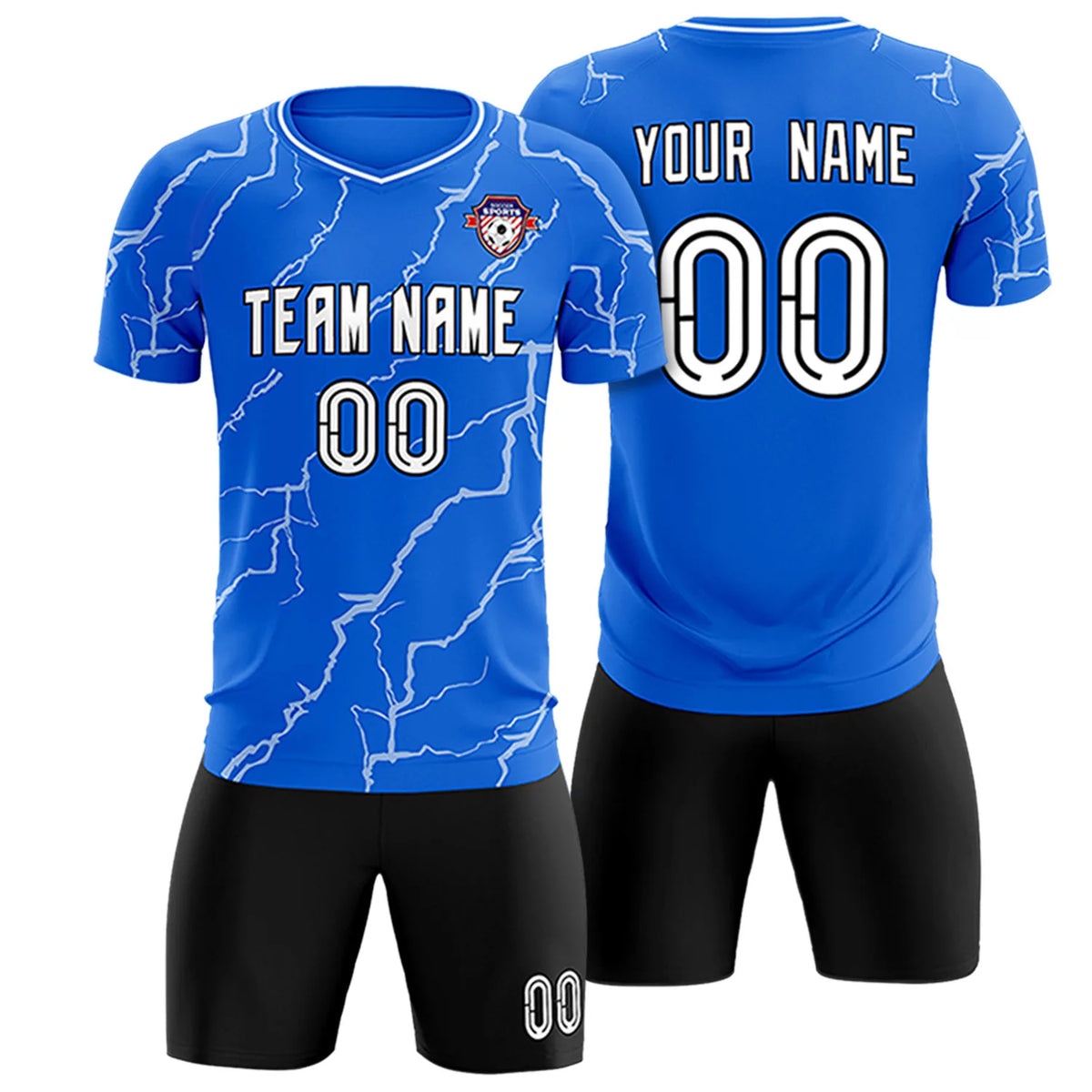 Custom Royal Blue White Training Uniform Soccer Sets Jersey