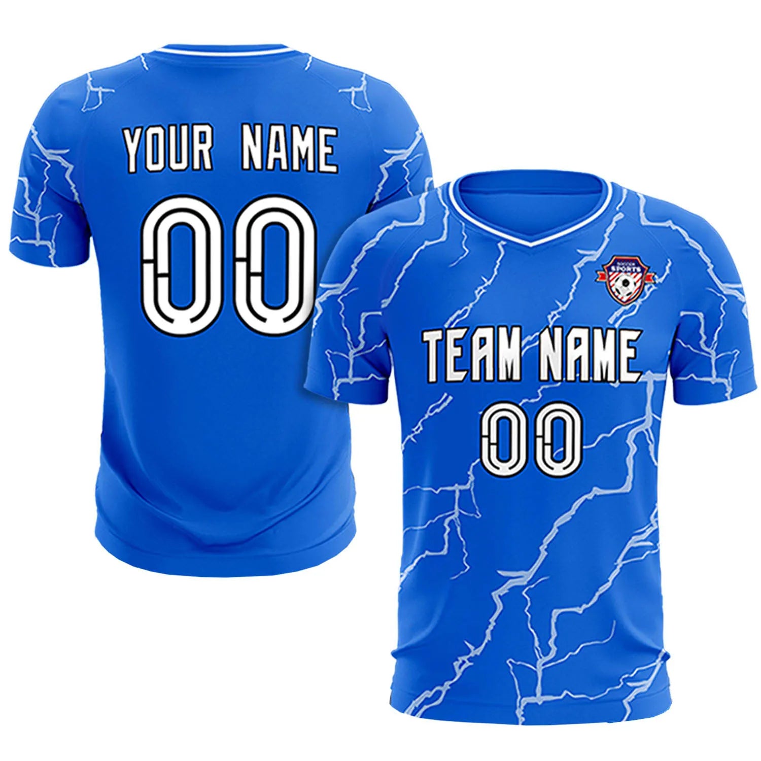 Custom Royal Blue White Training Uniform Soccer Sets Jersey