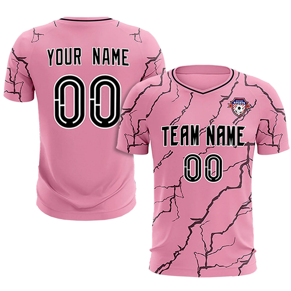 Custom Light Pink Black Training Uniform Soccer Sets Jersey