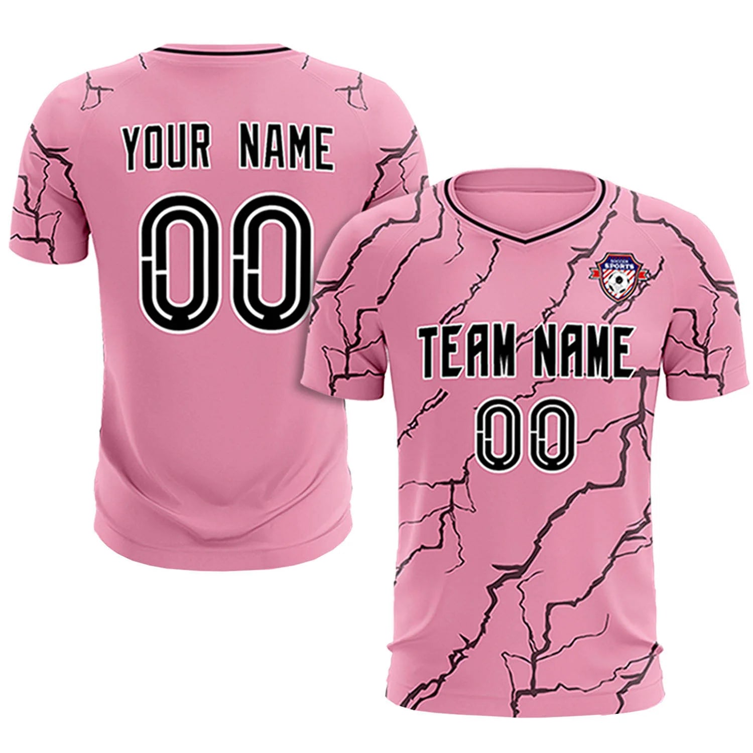 Custom Light Pink Black Training Uniform Soccer Sets Jersey