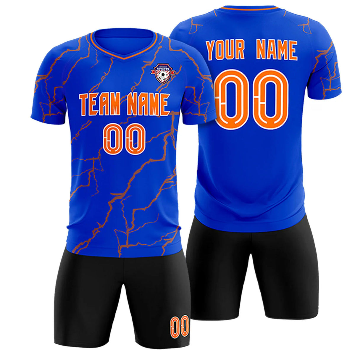 Custom Royal Blue Orange Training Uniform Soccer Sets Jersey