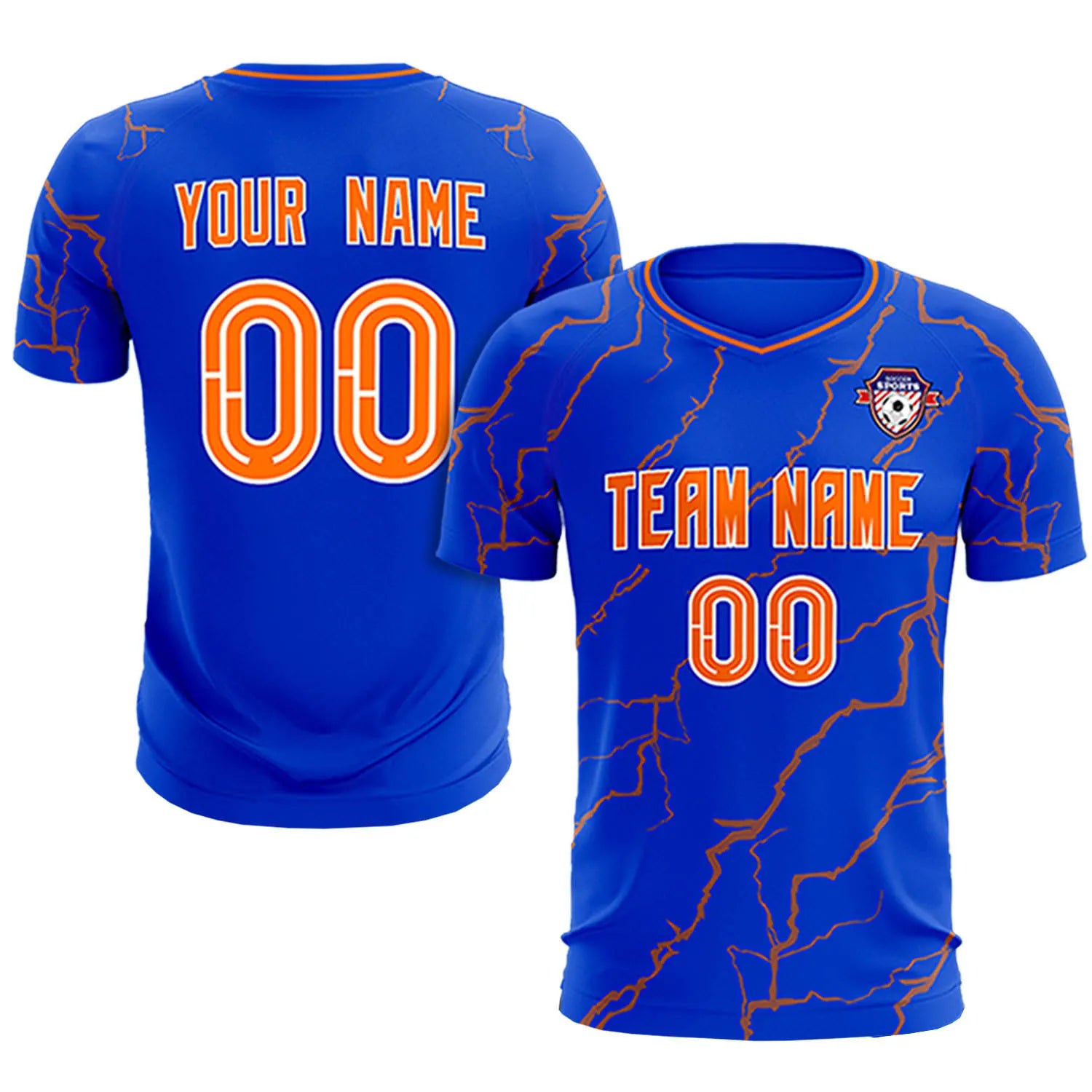 Custom Royal Blue Orange Training Uniform Soccer Sets Jersey