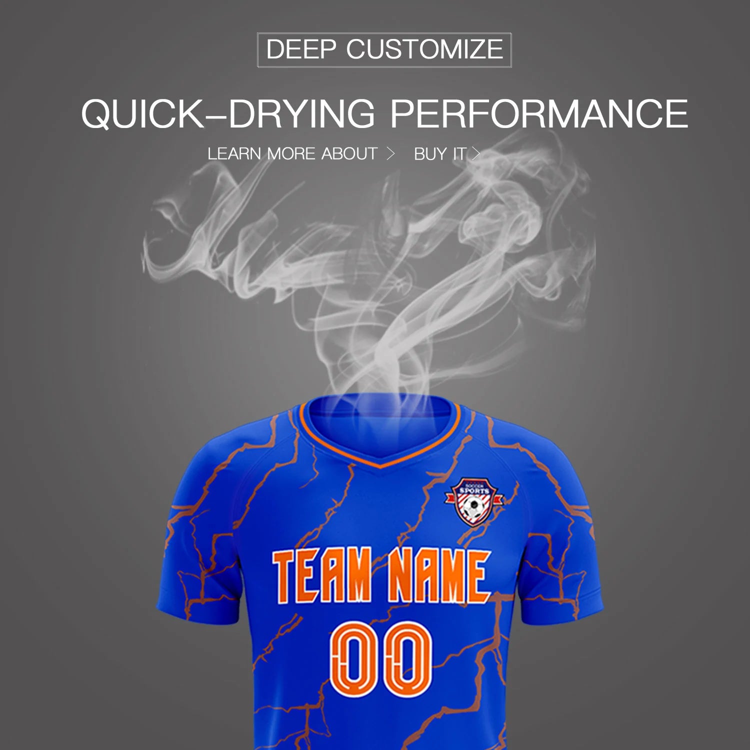 Custom Royal Blue Orange Training Uniform Soccer Sets Jersey