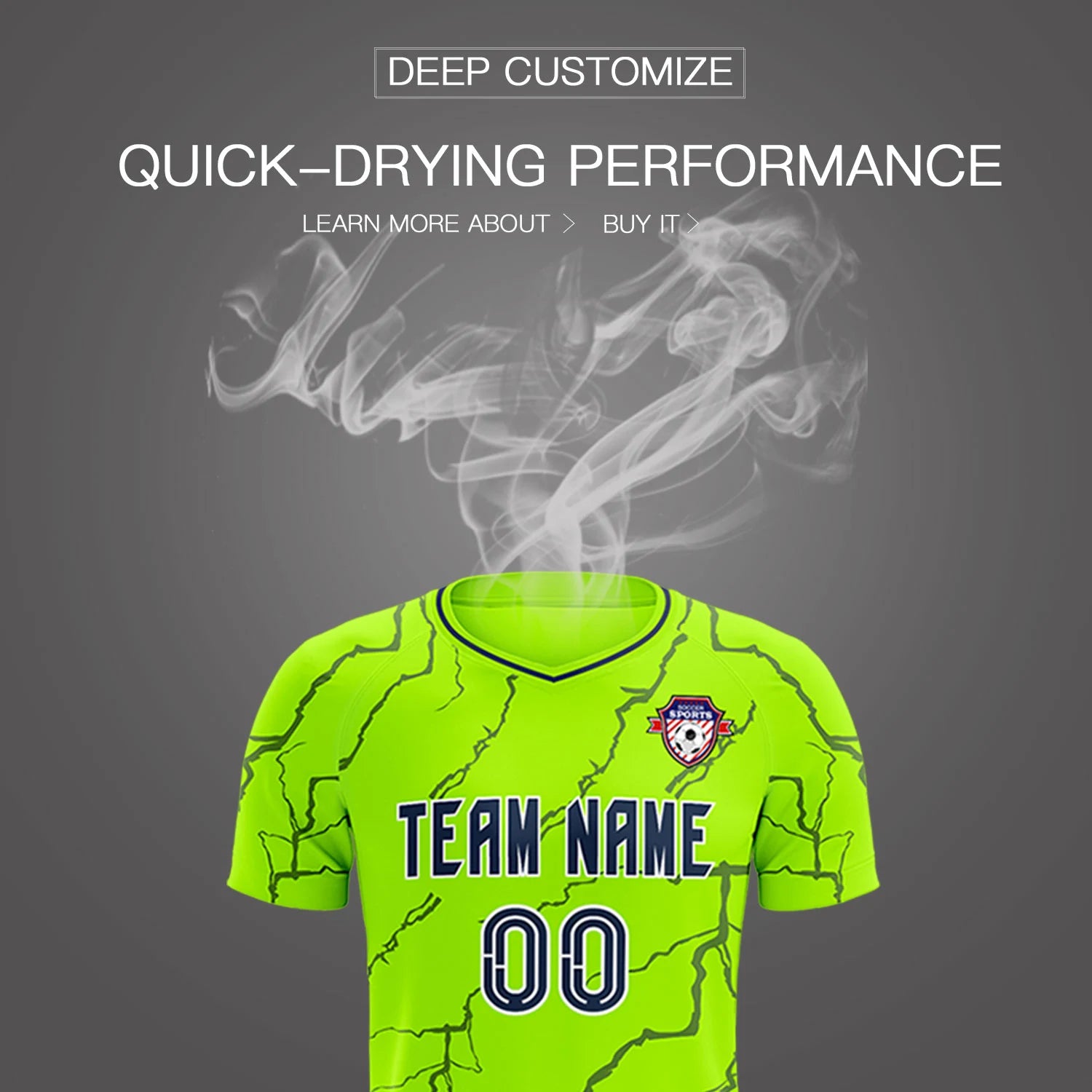 Custom Neon Green Navy Training Uniform Soccer Sets Jersey