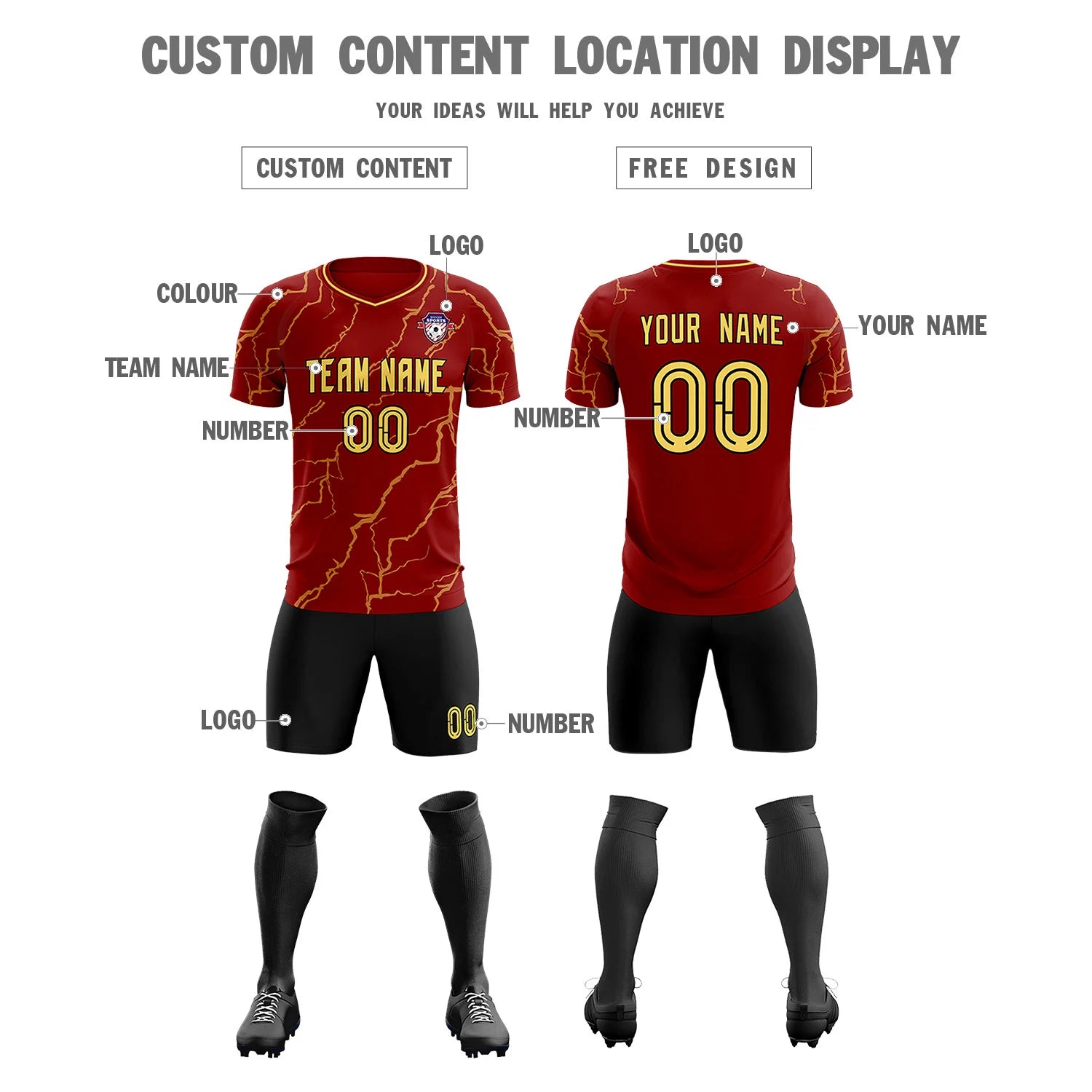 Custom Crimson Khaki Training Uniform Soccer Sets Jersey