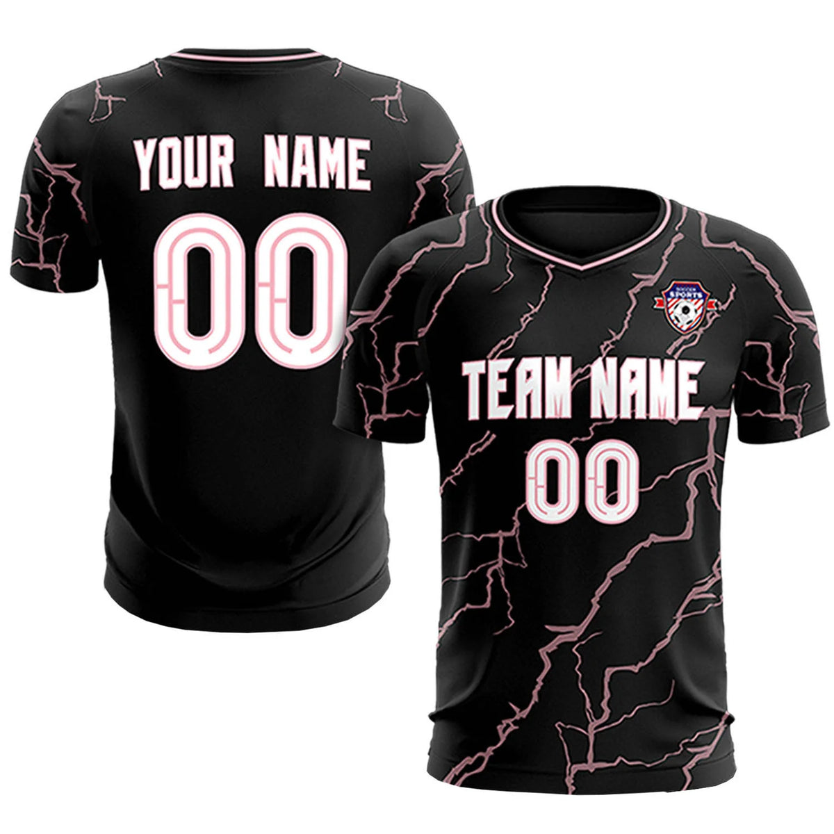 Custom Black Light Pink Training Uniform Soccer Sets Jersey