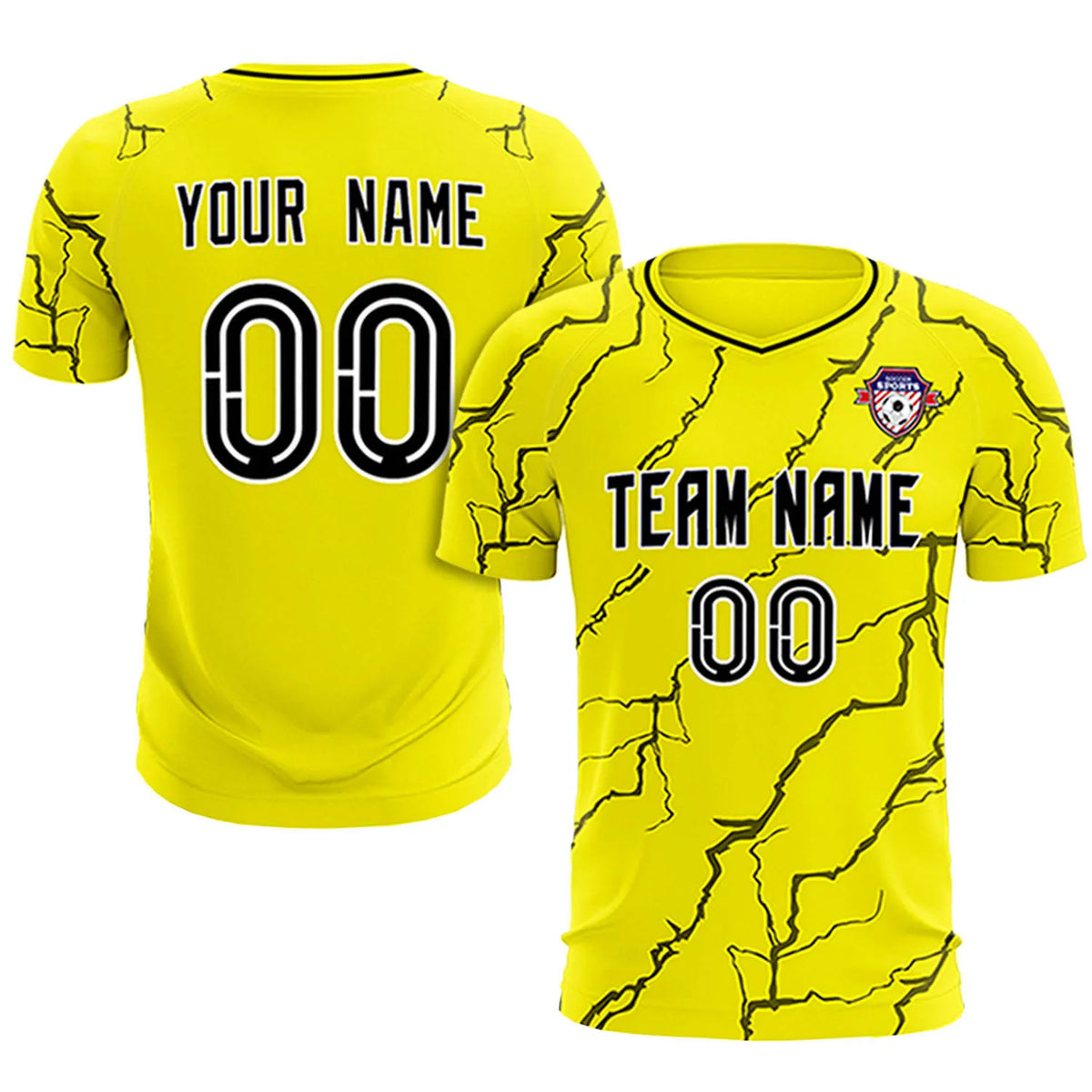 Custom Yellow Black Training Uniform Soccer Sets Jersey