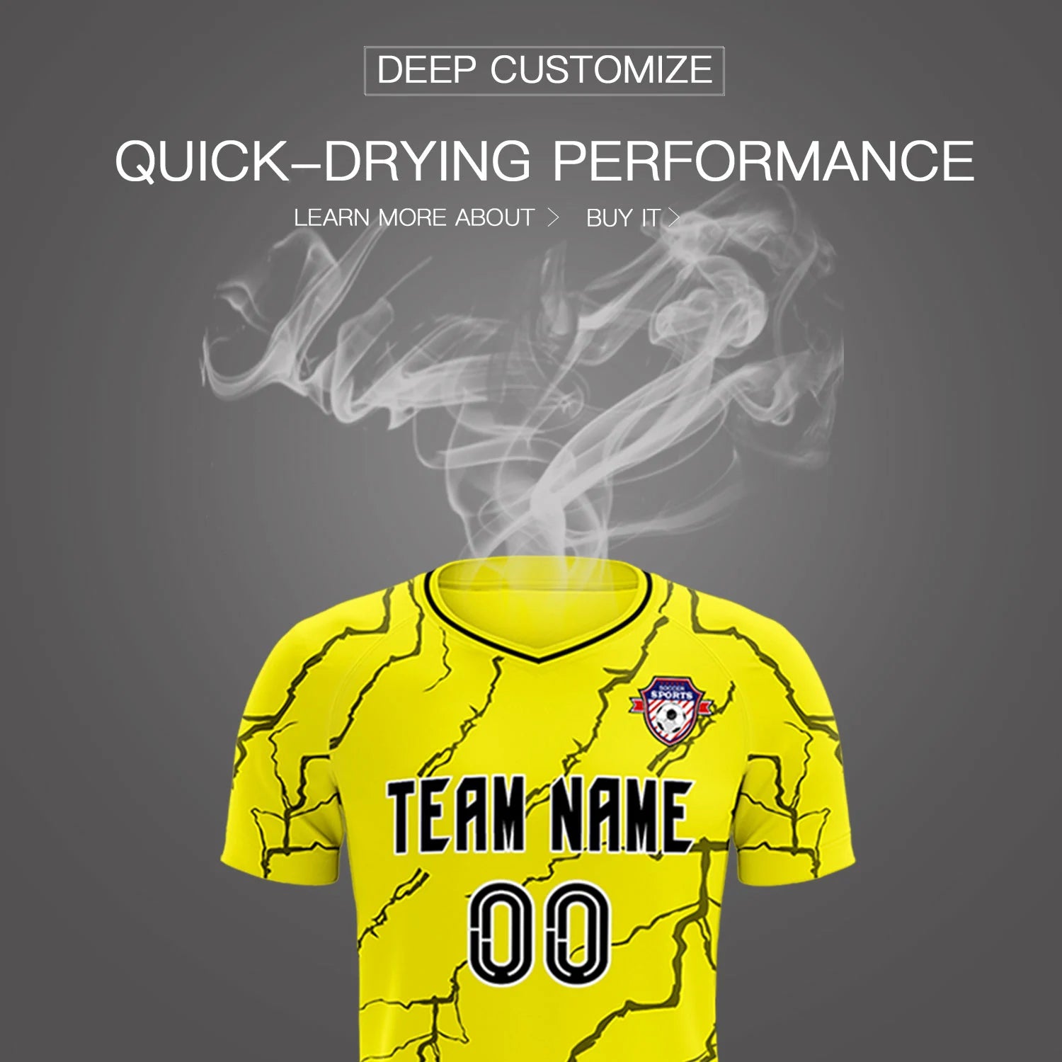 Custom Yellow Black Training Uniform Soccer Sets Jersey