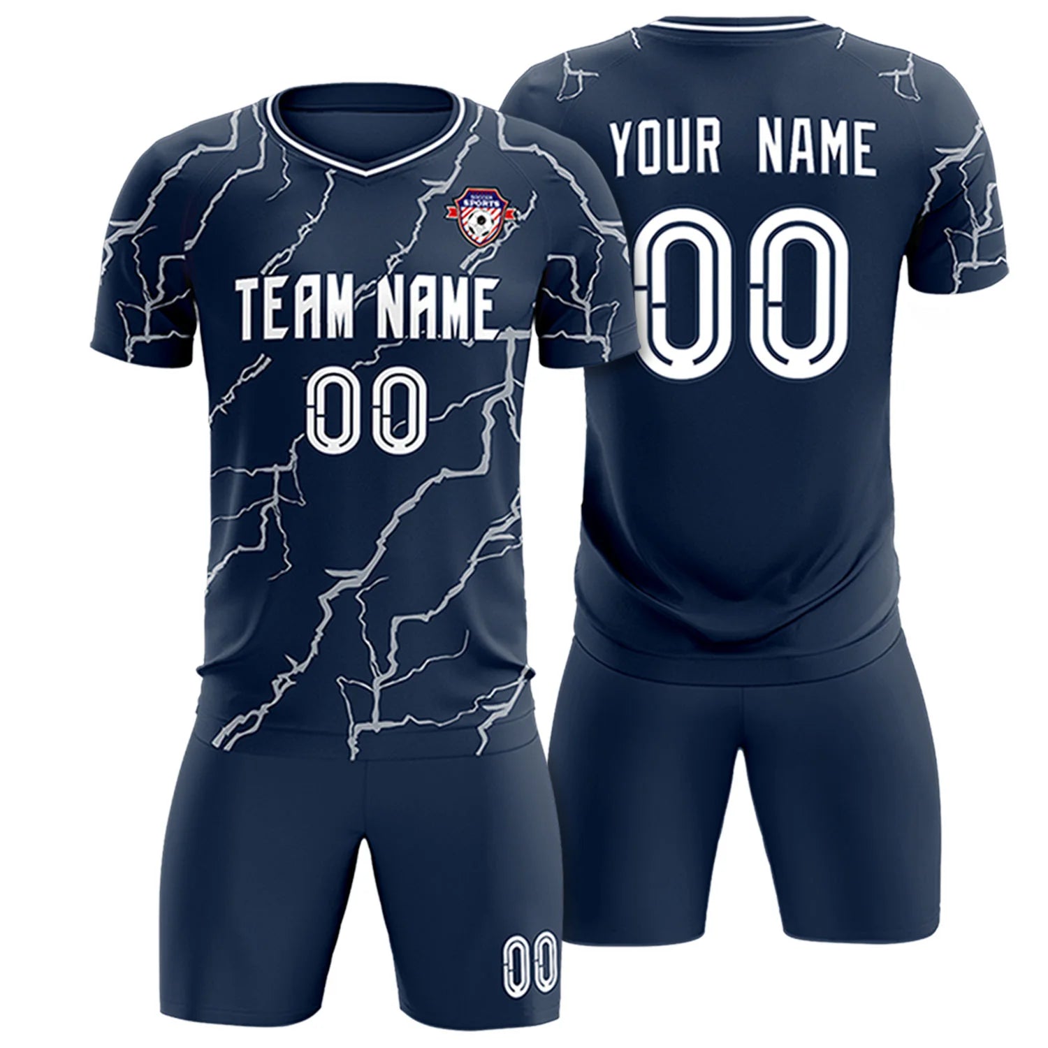 Custom Navy White Training Uniform Soccer Sets Jersey