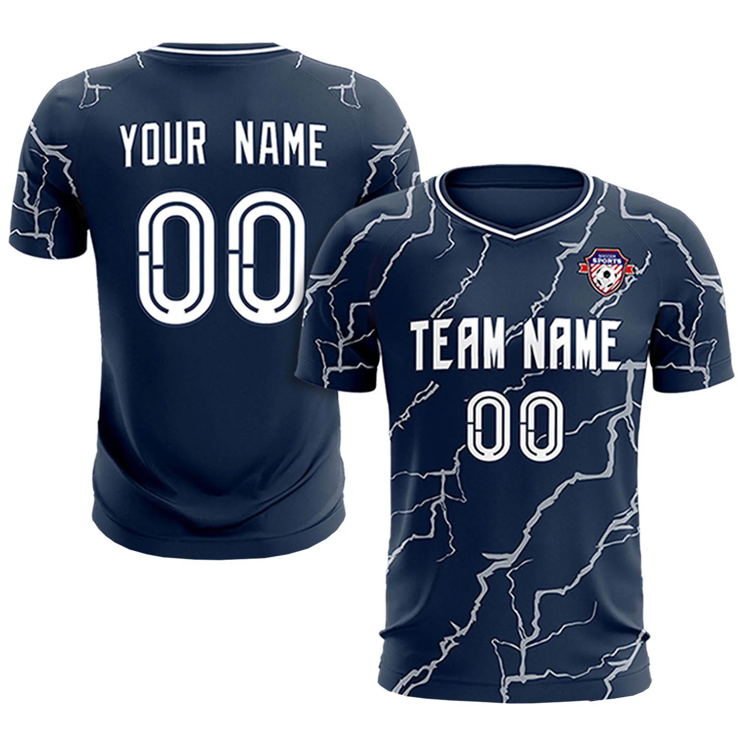 Custom Navy White Training Uniform Soccer Sets Jersey