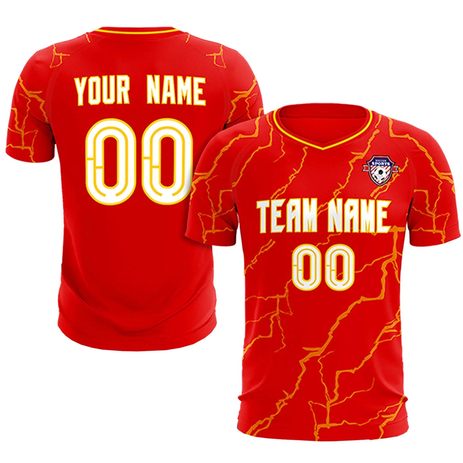 Custom Red Gold01 Training Uniform Soccer Sets Jersey