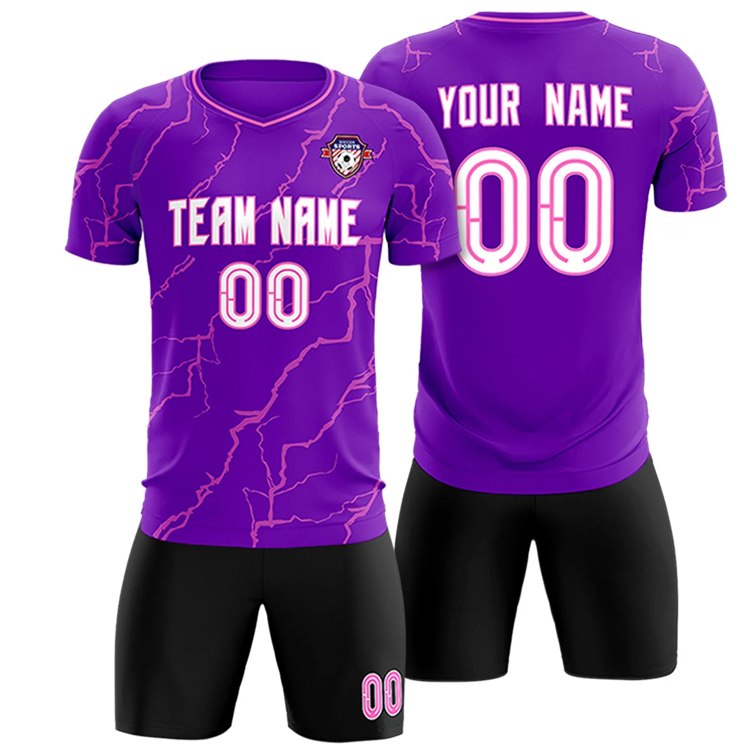 Custom Purple Pink Training Uniform Soccer Sets Jersey