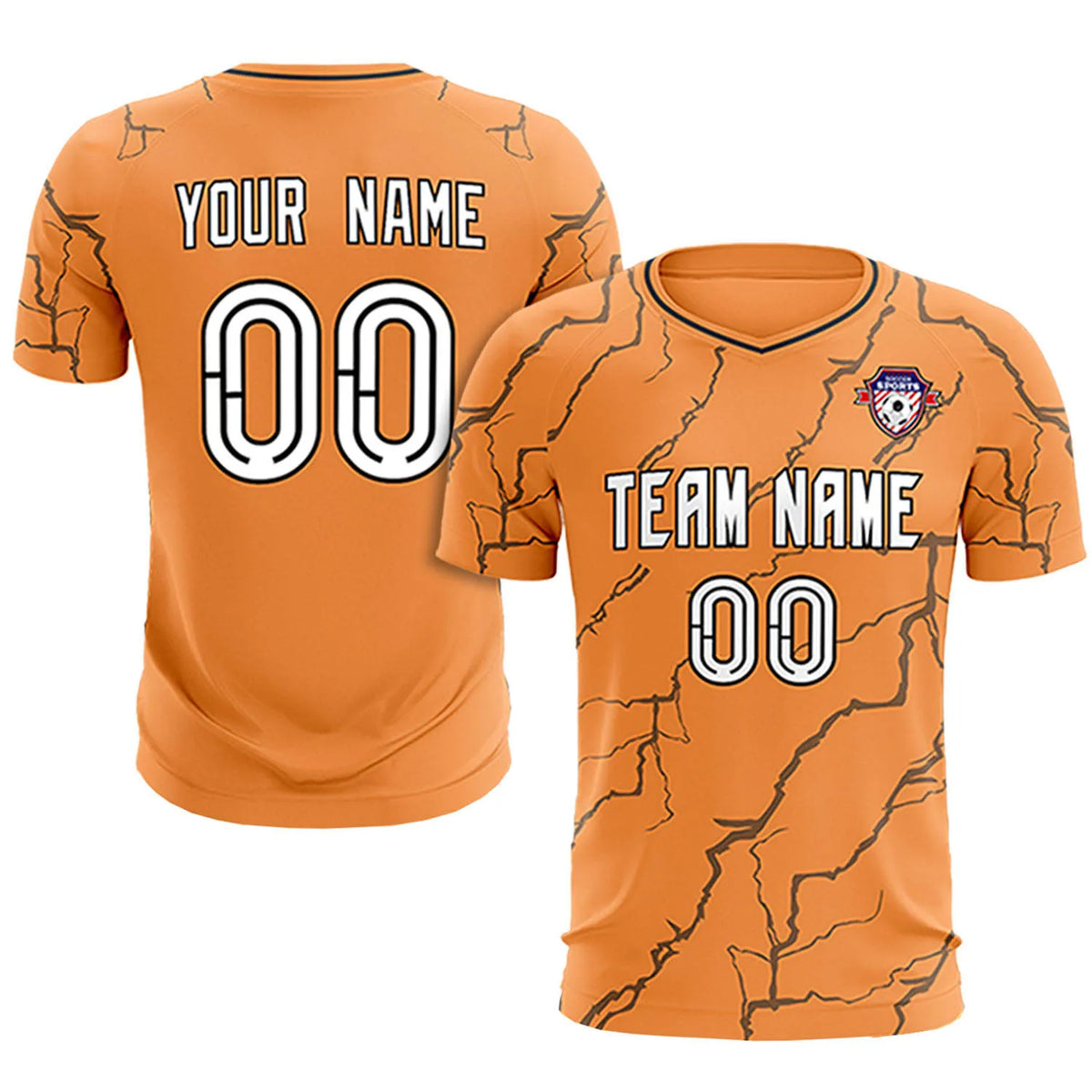 Custom Orange Black Training Uniform Soccer Sets Jersey