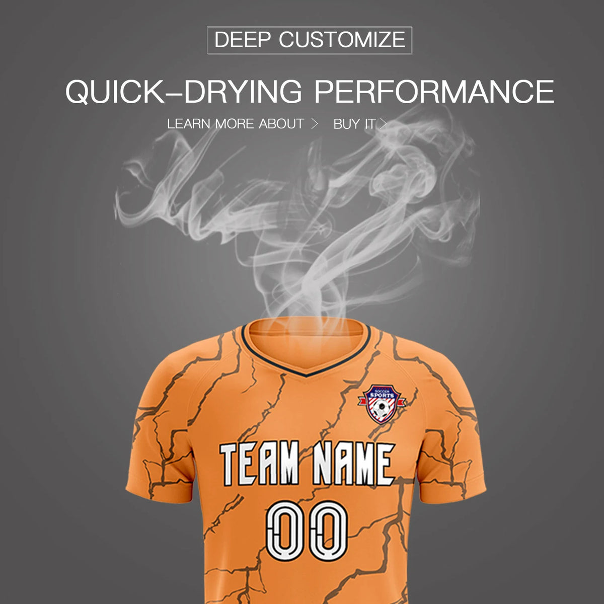 Custom Orange Black Training Uniform Soccer Sets Jersey