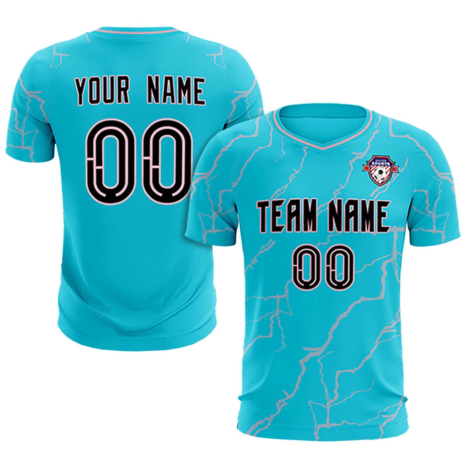 Custom Aqua Light Pink Training Uniform Soccer Sets Jersey