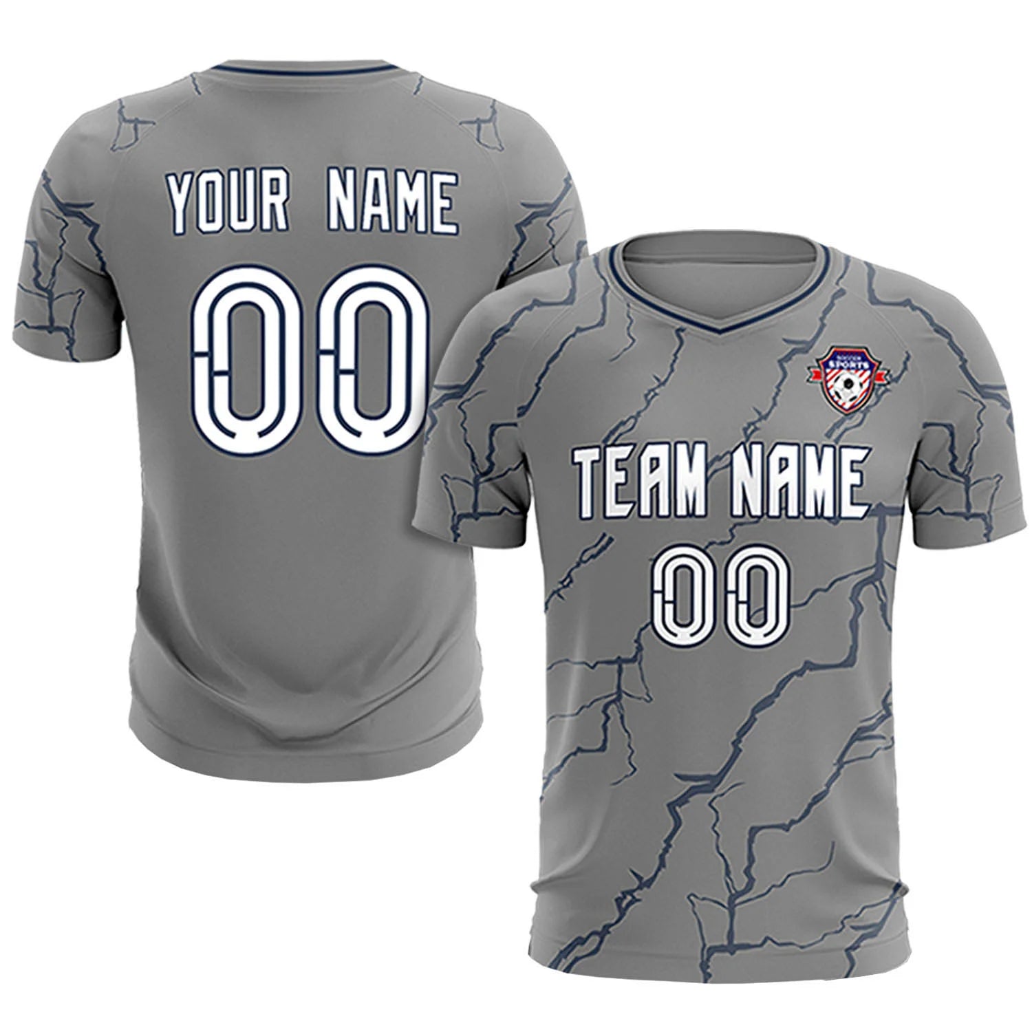 Custom Gray Navy Training Uniform Soccer Sets Jersey