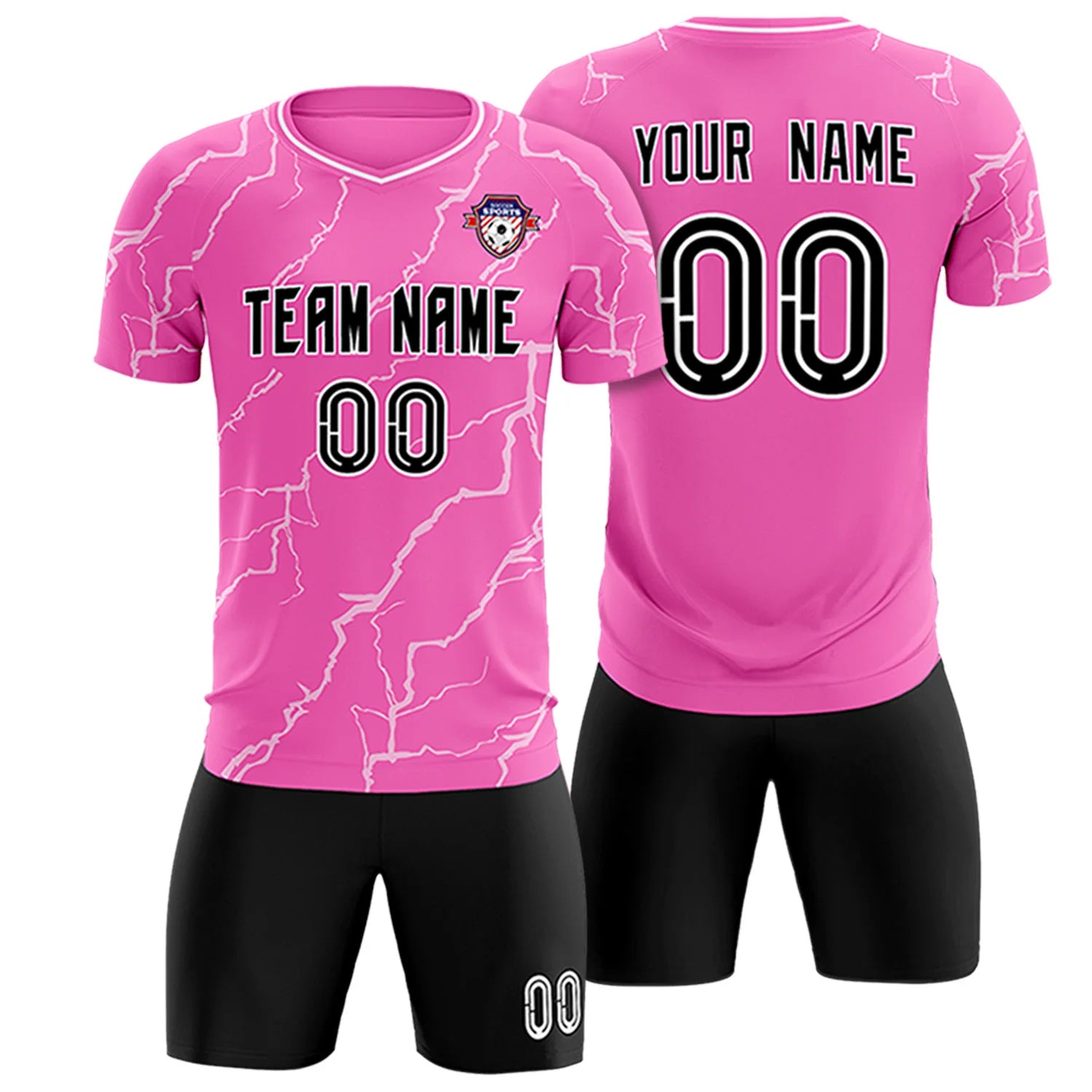 Custom Pink White Training Uniform Soccer Sets Jersey