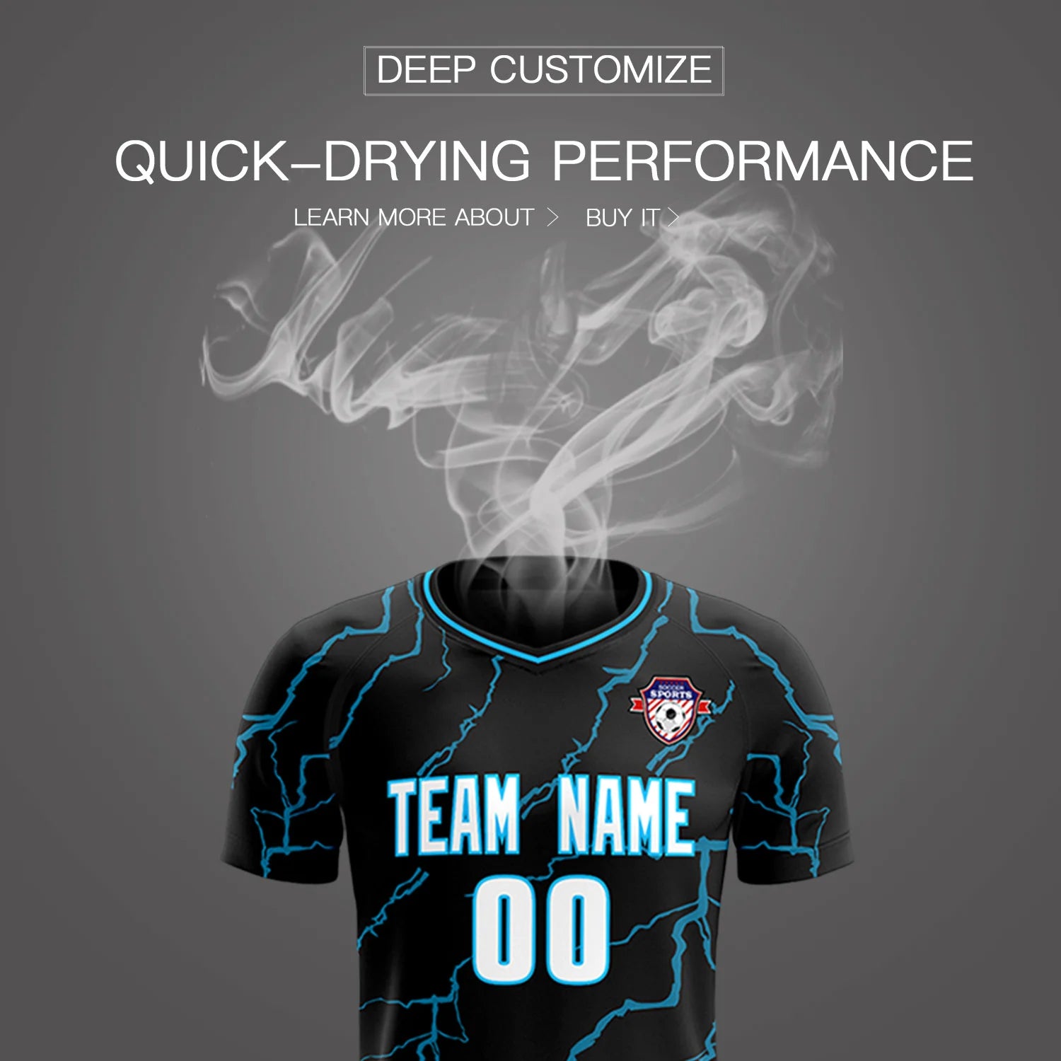 Custom Black Sky Blue Training Uniform Soccer Sets Jersey