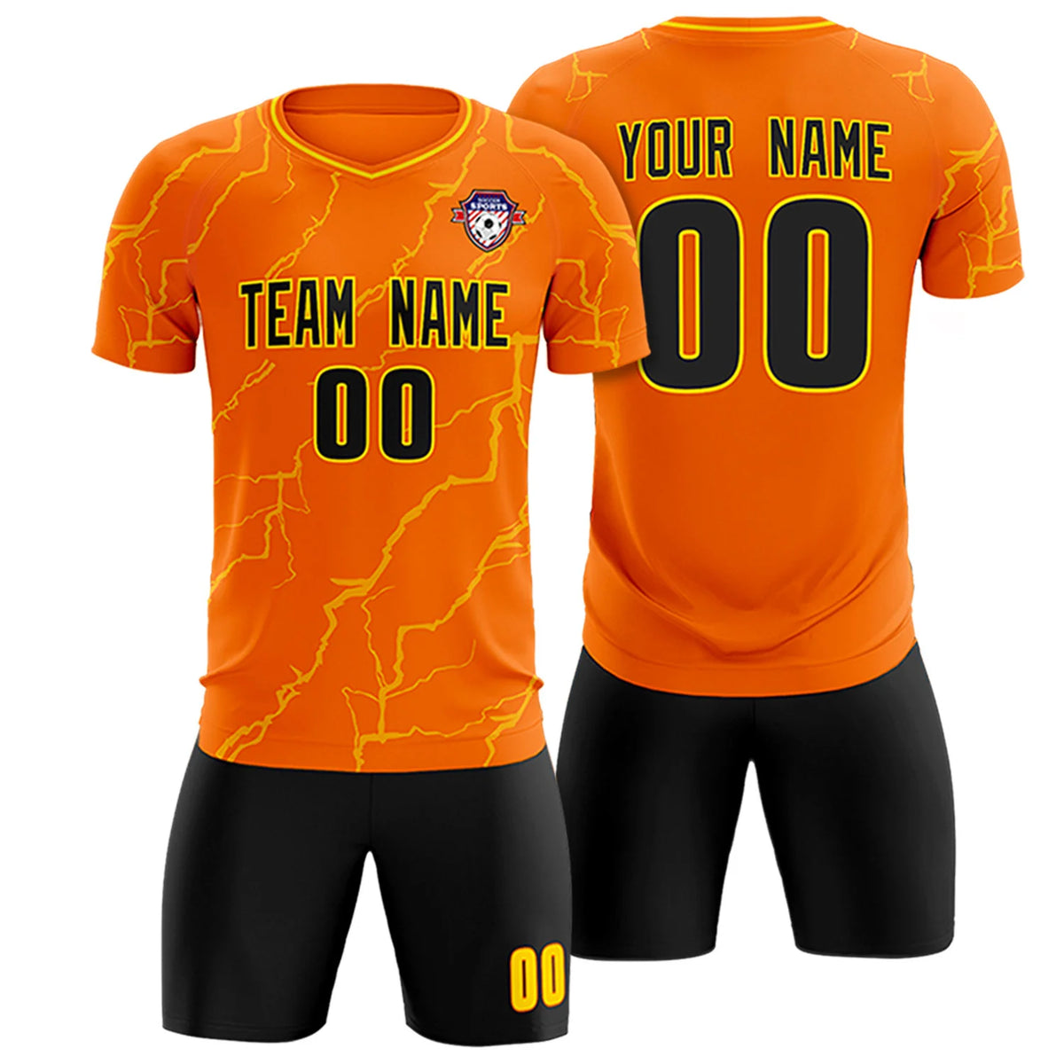 Custom Orange Gold Training Uniform Soccer Sets Jersey