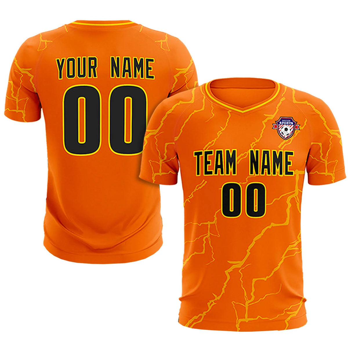 Custom Orange Gold Training Uniform Soccer Sets Jersey