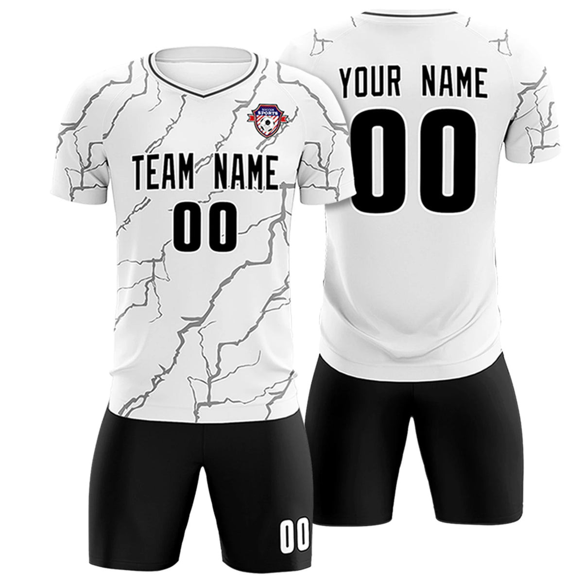 Custom White Black Training Uniform Soccer Sets Jersey