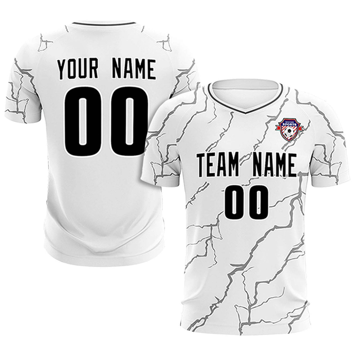 Custom White Black Training Uniform Soccer Sets Jersey