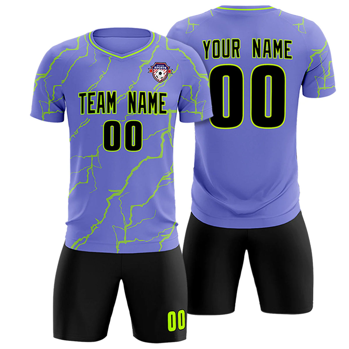 Custom Light Purple Neon Green Training Uniform Soccer Sets Jersey