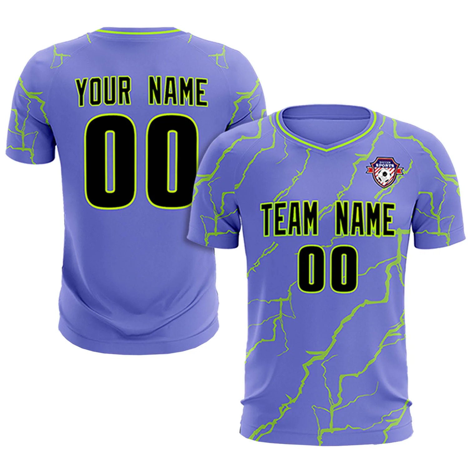 Custom Light Purple Neon Green Training Uniform Soccer Sets Jersey
