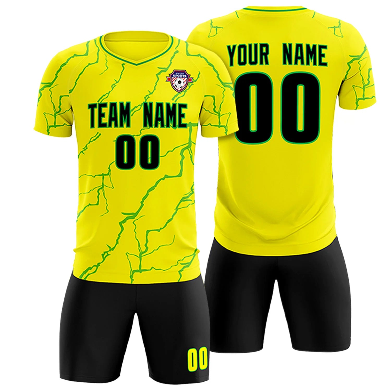 Custom Yellow Kelly Green Training Uniform Soccer Sets Jersey