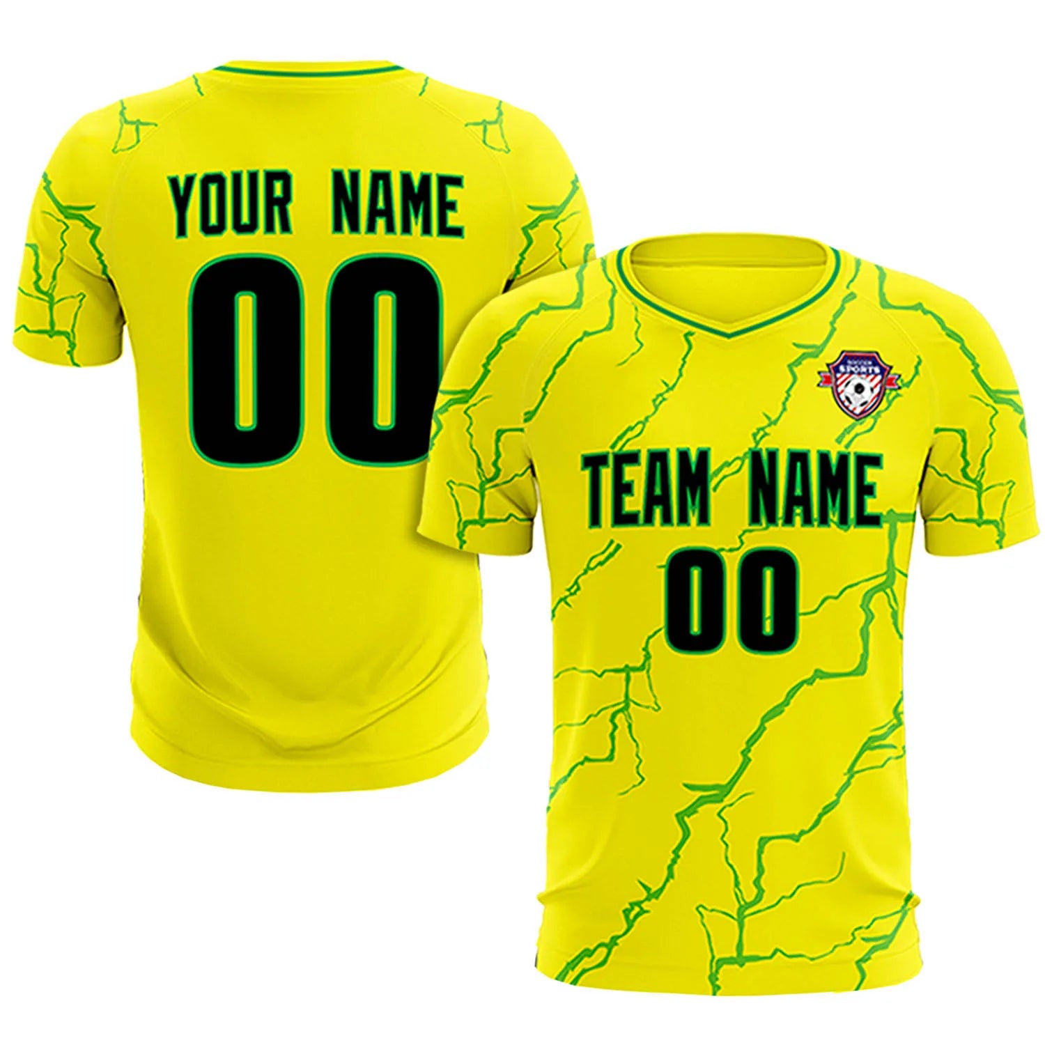 Custom Yellow Kelly Green Training Uniform Soccer Sets Jersey